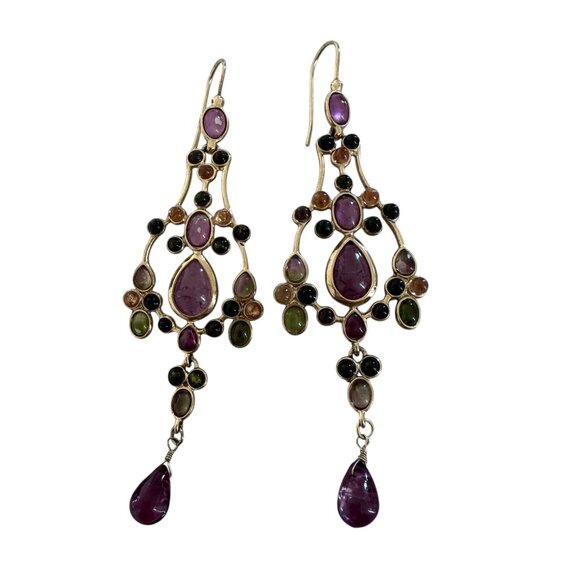 Rare Monet chandelier earrings faux tourmaline shades purple statement - Picture 1 of 7